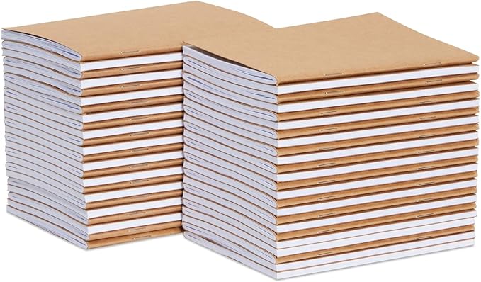 Paper Junkie 48-Pack Small Blank Notebooks Bulk - 4.25 x 5.5 in Brown Kraft Paper - Mini Journals Bulk Notebooks for Kids Sketching & Journaling