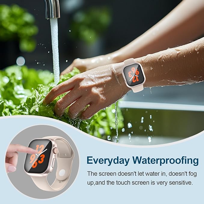2 in 1 Waterproof Case for Apple Watch Screen Protector SE SE 2 SE 3(2025) Series 4 5 6 44mm Built-in Tempered Glass [Overal Protective] Ultra-Thin PC Bumper Cover Compatible iWatch