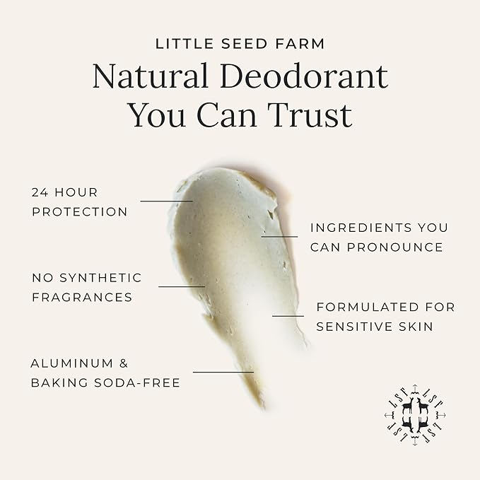 Little Seed Farm All Natural Deodorant Cream, Aluminum Free Deodorant for Women or Men, 2.4 Ounce - Activated Charcoal