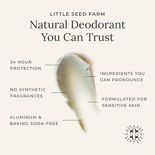 Little Seed Farm All Natural Deodorant Cream, Aluminum Free Deodorant for Women or Men - Blue Lotus, Net Wt. 2.4oz | 68g