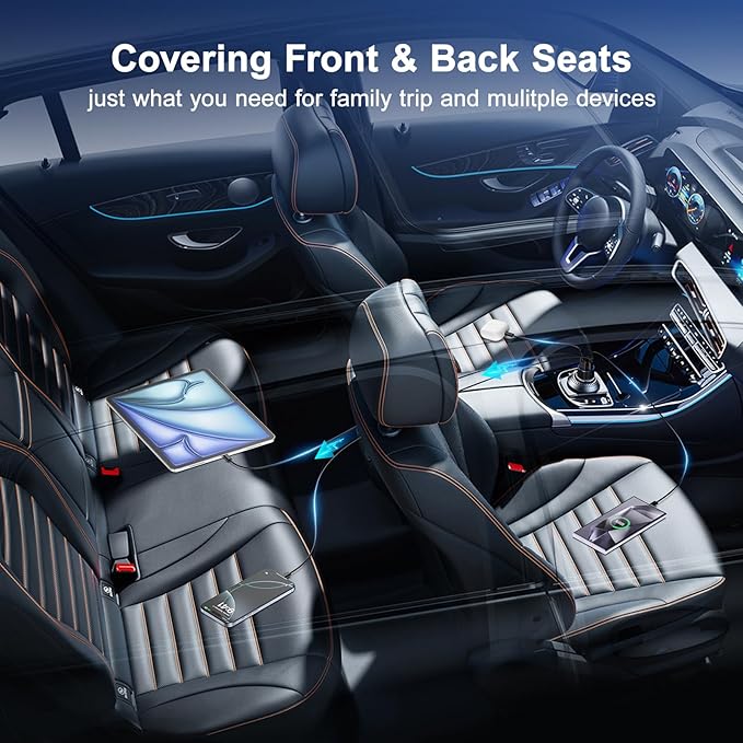 Car Charger USB C, Besgoods 4 Ports Cigarette Lighter USB Charger USB C Car Adapter PD/QC Fast Charging with Voltmeter for iPhone 17 16 15 14 13 12 Galaxy S24 S23 A54 A16 Android Dash Cam, 2Pack