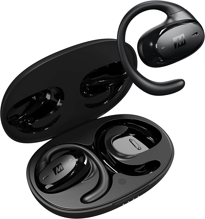 MEE audio AirHooks Pro True Wireless Open Ear Sports Headphones Bluetooth Earbuds - Comfortable Sweatproof Non-Isolating Headset Earphones for Safer Workouts & Running