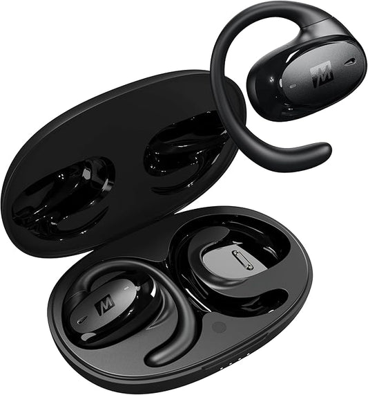 MEE audio AirHooks Pro True Wireless Open Ear Sports Headphones Bluetooth Earbuds - Comfortable Sweatproof Non-Isolating Headset Earphones for Safer Workouts & Running