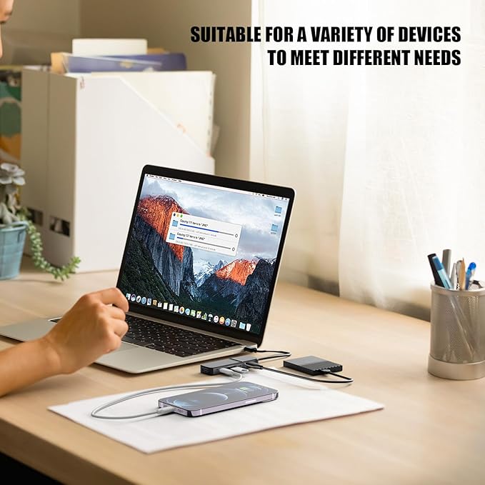 USB to HDMI Adapter, Eanetf Dual USB C USB A 3.0 Hub: 5 Ports with 2* USB-C and 2* USB-A and 1* HDMI Extend for TV,DVD Player,Projector,Monitor,Laptop,PS4,Flash Drive, HDD,Xbox, Printer etc - 5 in 1