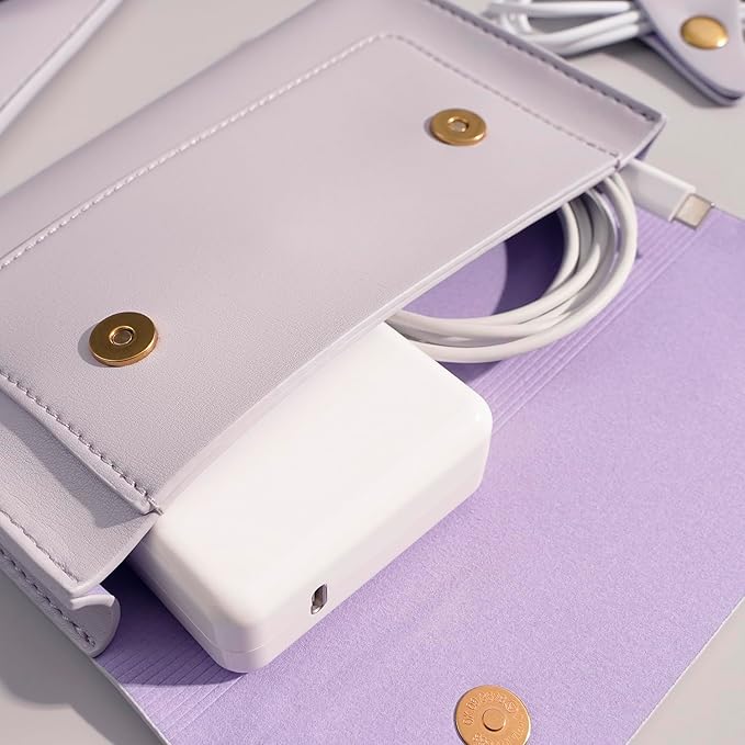 PU Leather Laptop Sleeve for 15.3 inch MacBook Air 2023 2024, Surface Book 13.5, Surface Laptop Studio - Light Purple