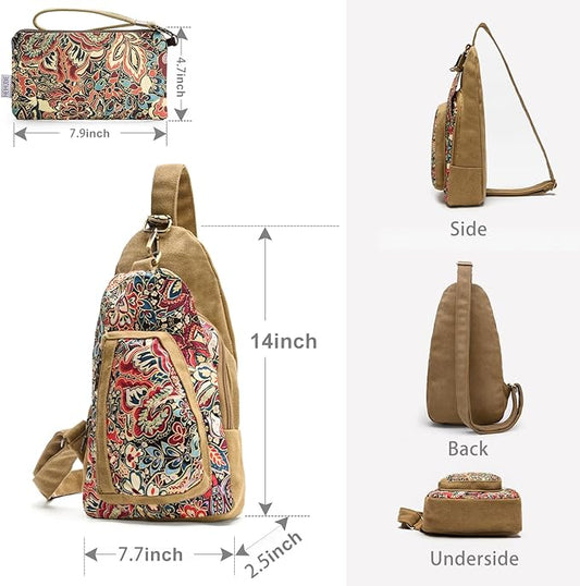 Black Butterfly Canvas Chest Bag, Small Chest Pack, Crossbody Bag for Travel, Inclined Shoulder Bag