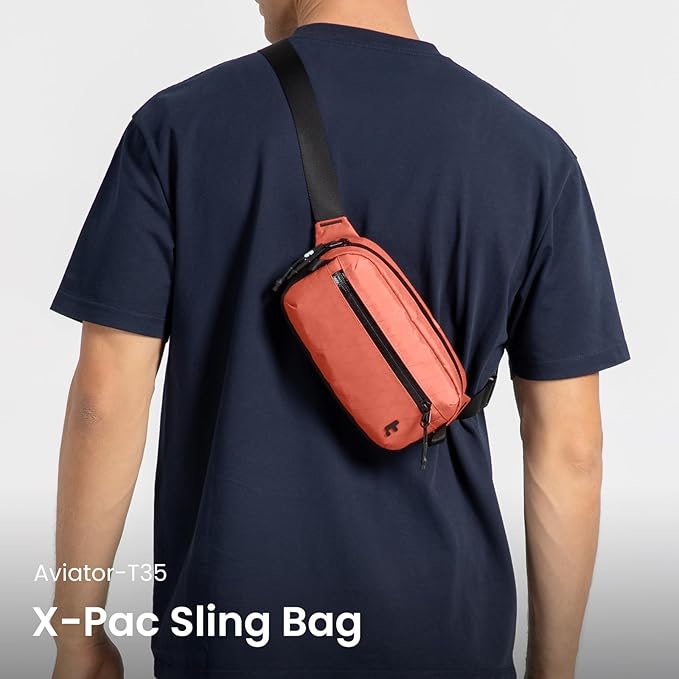 tomtoc 1.5L X-Pac Sling Bag with RFID Blocking, Crossbody Bag Minimalist Chest Shoulder Pack for Men/Women, Water-resistant Lightweight Casual Funny Pack for Travel, Daily Commute