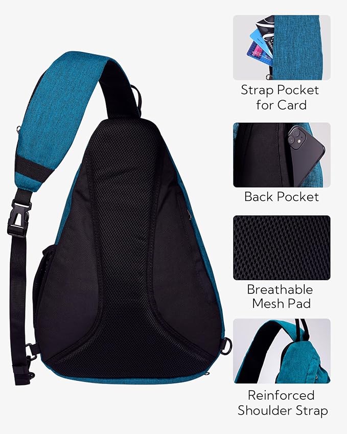 WATERFLY Sling Bag Sling Backpack Small Crossbody Shoulder Bag for Men Women Traveling Cycling Hiking Daypack