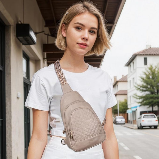 Crossbody Bags for Women Anti Theft Small Sling Handbag with Zipper Lock Vegan Leather RFID Blocking Chest Pure