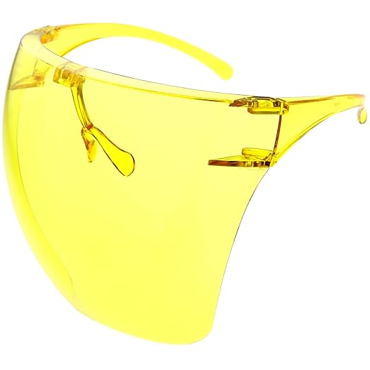 zeroUV - Protective Face Shield Full Cover Visor Glasses/Sunglasses (Anti-Fog/Blue Light Filter) (Yellow)