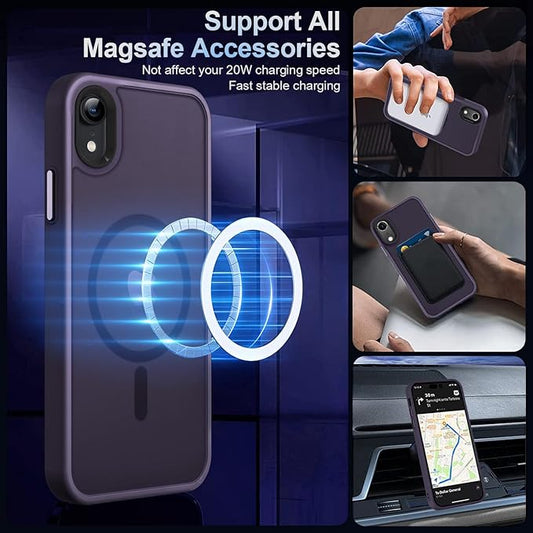 MOCCA Strong Magnetic for iPhone XR Phone Case, [Compatible with Magsafe][Mil-Grade Drop Protection] Slim Thin Translucent Matte Protective Cover Case for iPhone XR Case 6.1'', Deep Purple