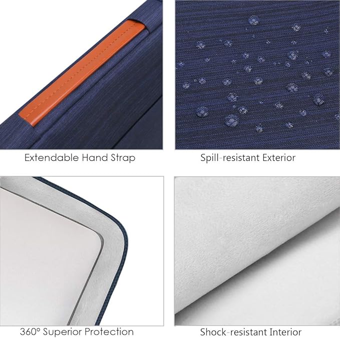 Lacdo 360° Protective Laptop Sleeve Case for 15 inch New MacBook Air M4 A3241 2025, M3 A3114, M2 A2941 2024-2023, 15 inch MacBook Pro A1990 A1707, Dell XPS 15 Plus Computer Bag, Water-Resistant, Blue