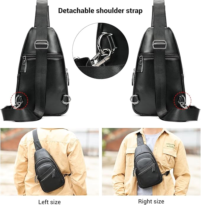 Genuine Leather Sling Bags for Men Crossbody Purse Vintage Small Messenger Shoulder Bag for Phone Side Chest Daypack Bag