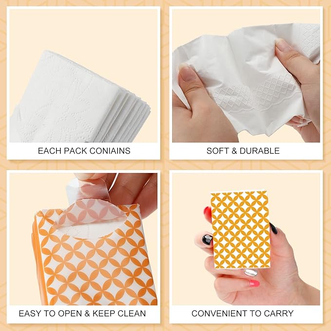 Thenshop 200 Packs Travel Tissues Bulk Geometric Designed Pocket Size Tissues, 3 Ply Paper Facial 2000 Count for Travelling Walking Weddings Graduation