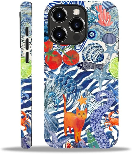 Case for iPhone 14 Pro,Leopard Cherry Shell Aesthetics for Woman Men Full Body Protective Cover Shockproof 2 in 1 Silicone + Hard PC Case for iPhone 14 Pro