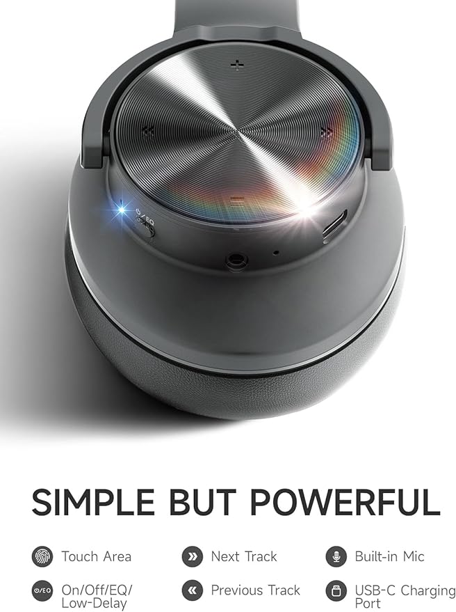 Picun B8 Bluetooth Headphones, 120H Playtime Headphones Wireless Bluetooth with 3 EQ Modes, Low Latency, Hands-Free Calls, Over Ear Headphones for Travel Home Office Cellphone PC (Ashen Golden)