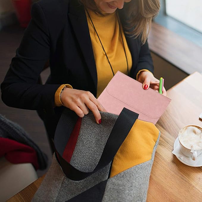 Allinside 13 inch Laptop Sleeve Case for MacBook Air 13 2018-2025/MacBook Pro 13 2016-2022, Waterproof PU Leather Laptop Sleeve Bag Protective Vertical Case Cover, Pink