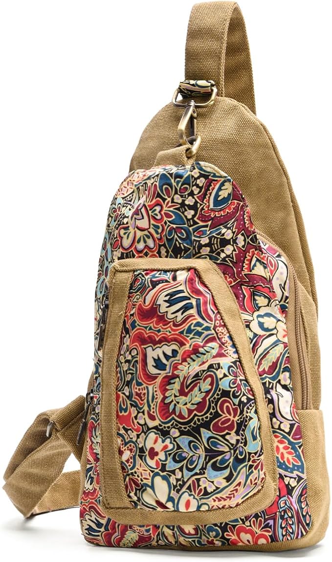 Black Butterfly Canvas Chest Bag, Small Chest Pack, Crossbody Bag for Travel, Inclined Shoulder Bag