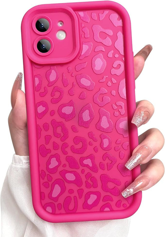 KANGHAR Case for iPhone 11 Leopard Printed Pattern Cute Cheetah Phone Case Soft TPU Shockproof Protective Cover for iPhone 11 6.1 Inch Hot Pink