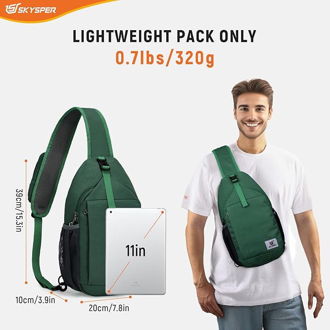 SKYSPER Sling Bag RFID Cross Body Bag Recycled Crossbody Backpack Travel Daypack