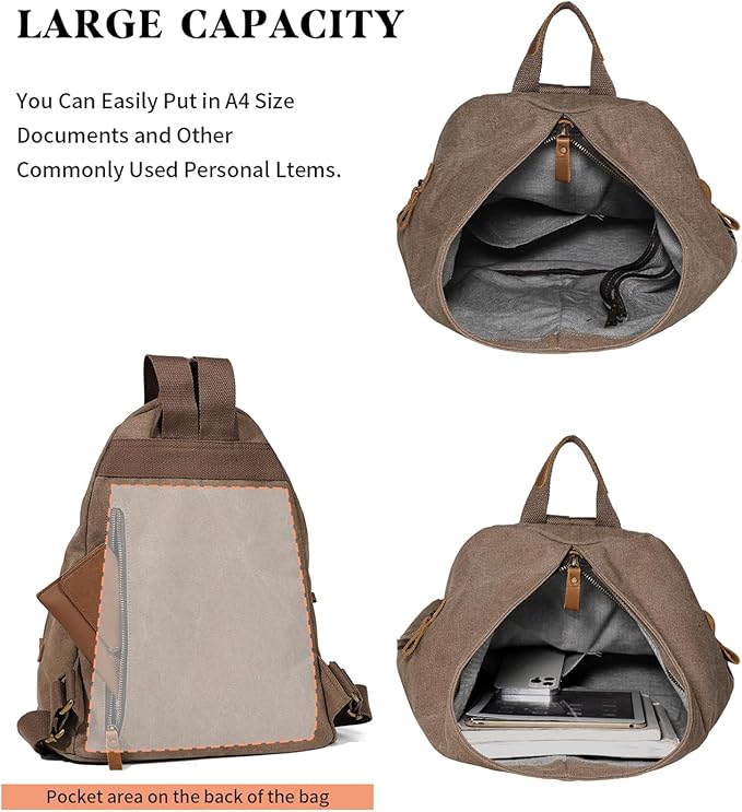 KL928 Canvas Vintage Backpack – Large Casual Daypack Outdoor Travel Rucksack Hiking Backpacks for Men Women