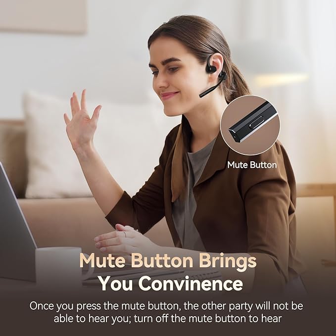 CXK Open Ear Headphones with Mic, Bluetooth Headset with AI Noise Cancellation Microphone Wireless Headset with Mic Bluetooth 5.3 Air Conduction Headphones for Work Call Meeting Driving