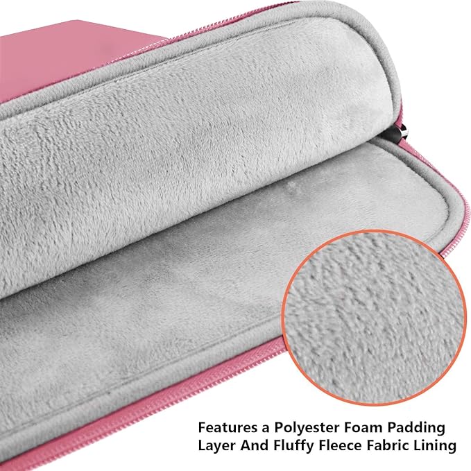 Laptop Sleeve Case, 15.6 inch Computer Bag Shockproof Protective Notebook Case with Accessory Pocket, Briefcase Carrying Laptop Sleeve for 15.6" HP, ASUS, Dell, Lenovo, Acer - Pink