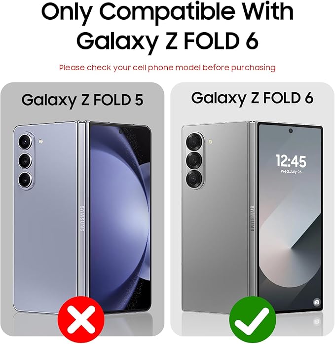 for Samsung Galaxy Z Fold 6 Case with Card Holder, Built in RFID Blocking & Slide Camera Cover & Hinge Protection & Full-Body Rugged Shockproof Wallet Case for Galaxy Z fold 6, Black