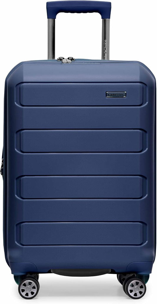 Traveler's Choice Pagosa Indestructible Hardshell Expandable Spinner Luggage, Navy, 22-Inch Carry-on
