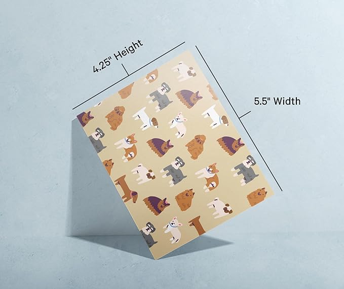 Twigs Paper Note Cards – 12 Assorted Dog Pattern Designs with Envelopes – Made in the USA – Eco-Friendly Blank Note Cards for Everyday Correspondence – 5.5 x 4.25 Inches