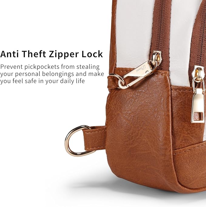 Crossbody Bags for Women Anti Theft Small Sling Handbag with Zipper Lock Vegan Leather RFID Blocking Chest Pure