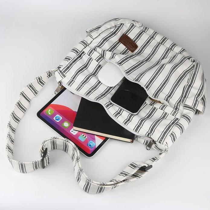 Large Canvas Messenger Bag with Multiple Pockets for Men and Women, Crossbody Shoulder Tote Hobo Laptop Bag