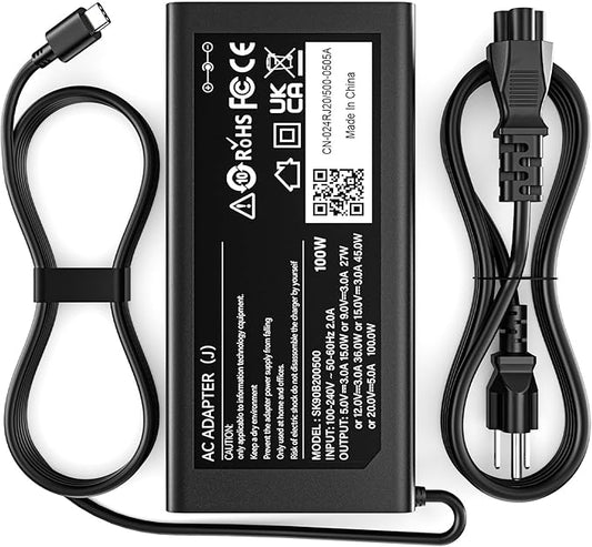 100W USB C Charger Compatible with Lenovo Thinkpad Carbon X1, Thinkbook Yoga and More Series Power Supply Cord