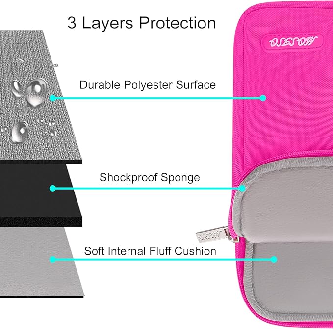 MOSISO Laptop Case 16 inch, 15-15.6 inch Laptop Sleeve Compatible with MacBook Pro 16 M4 M3 M2 M1, HP Acer Dell Lenovo ASUS Notebook, Polyester Vertical Computer Sleeve Bag with Pocket, Bright Rose