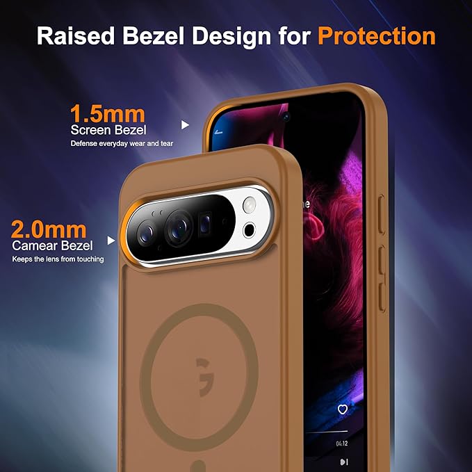 Compatible with Google Pixel 10 Pro XL Case with Magnetic [Compatible with Mag-Safe][Military Grade Drop Protection] Slim Translucent Matte Phone Case with Anti-Fingerprint Tech, Brown