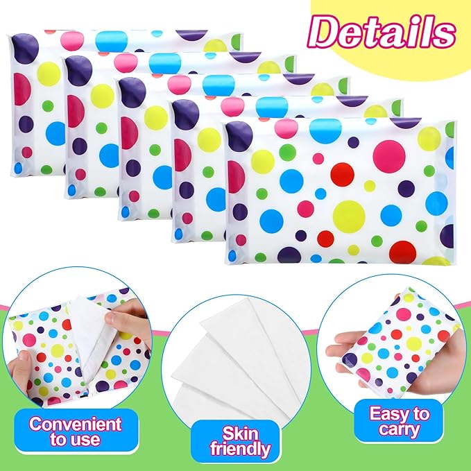 Geyee 50 Packs Facial Tissue Travel Packs Disposable Pocket Tissues for Wedding Guest Travel School Purse Home Supplies, 500 Sheets 3 Ply(Polka Dot)
