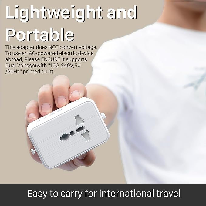 Universal Travel Plug Adapter Worldwide with 2 USB C and 2 USB A Ports, Travel Accessories Travel Charger International Travel Adapter Plug Travel Essentials USA to UK Europe Australia (White, 17W)