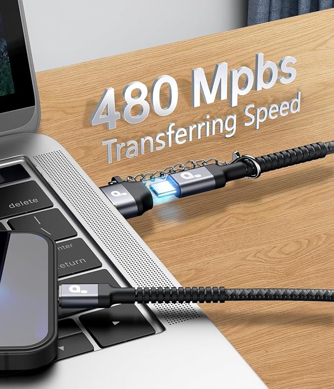 USB C Cable 10FT, USBA to USBC Cable, USBC to C Cable, 2Pack Type C Fast Charging Cables Nylon Braided Cable for iPhone 17/16/15/Pro/Plus/Pro Max/Samsung/LG, with USB C Female to USB A Male Adapter