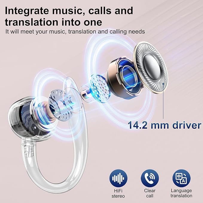 Ai Language Translation Earbuds, 144 Language Translator Earbuds 3-in-1 Translation Headphones, Rose Gold