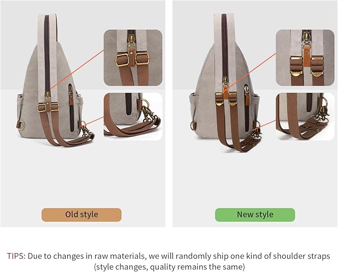 KouLi Buir Canvas Sling bag,Small Crossbody Backpack,Convertible Chest Bag Casual Daypack For Outdoor Cycling Hiking Travel