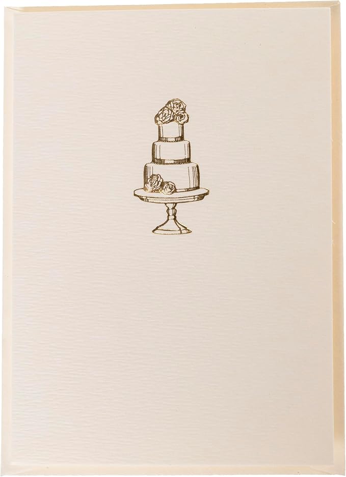 Graphique Wedding Cake Cards, Pack of 10 Cards with Envelopes, Congratulations Greeting, Newlyweds, Blank Inside, Gold Foil Embossing, La Petite Press Collection Boxed Set, 3.25" x 4.75"
