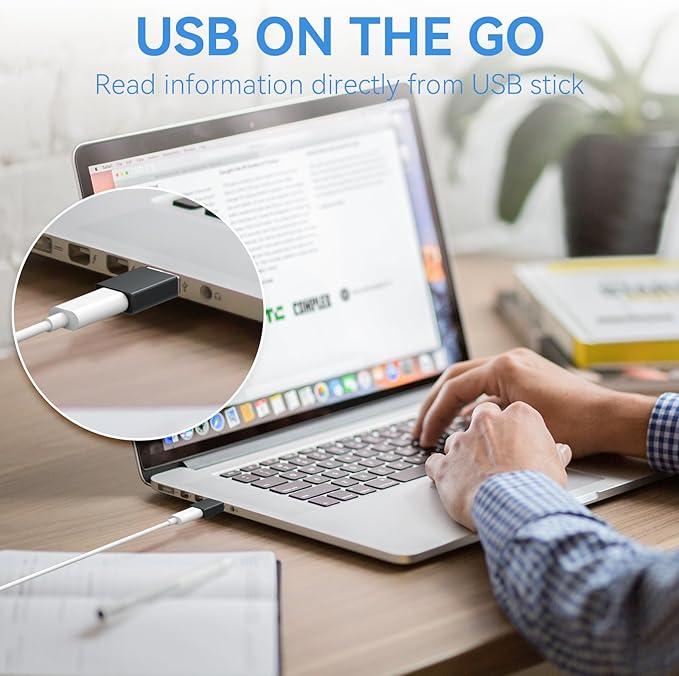 4-Pack USB C to USB Adapters, with 2 Type C Female to A Male Converters & 2 USB C Male to USB Female Connectors, Compatible with Apple Watch, iPhone 15 Pro Max 14 13 12, AirPods, Ultra 8 9 - Gray