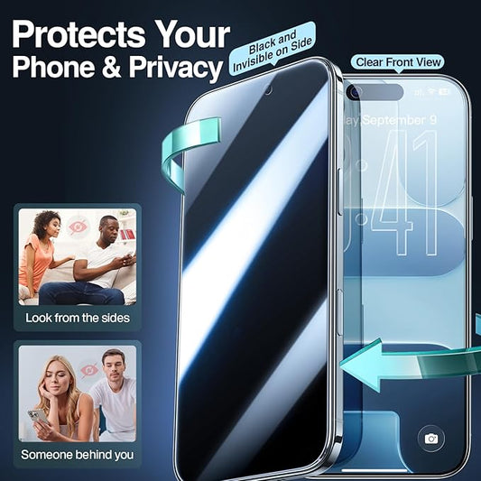 SMARTDEVIL 2 Pack for iPhone Air Privacy Screen Protector, Military Grade Shatterproof, 9H Hardness, Anti-Spy Tempered Glass, Fast & Easy Installation, Case Friendly