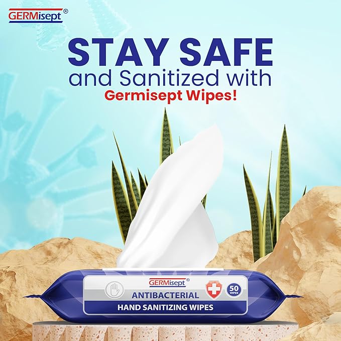 Germisept Antibacterial Hand Sanitizing Wipes Bulk Buy ((50 Count x 24 Pack = 1200 Wipes))