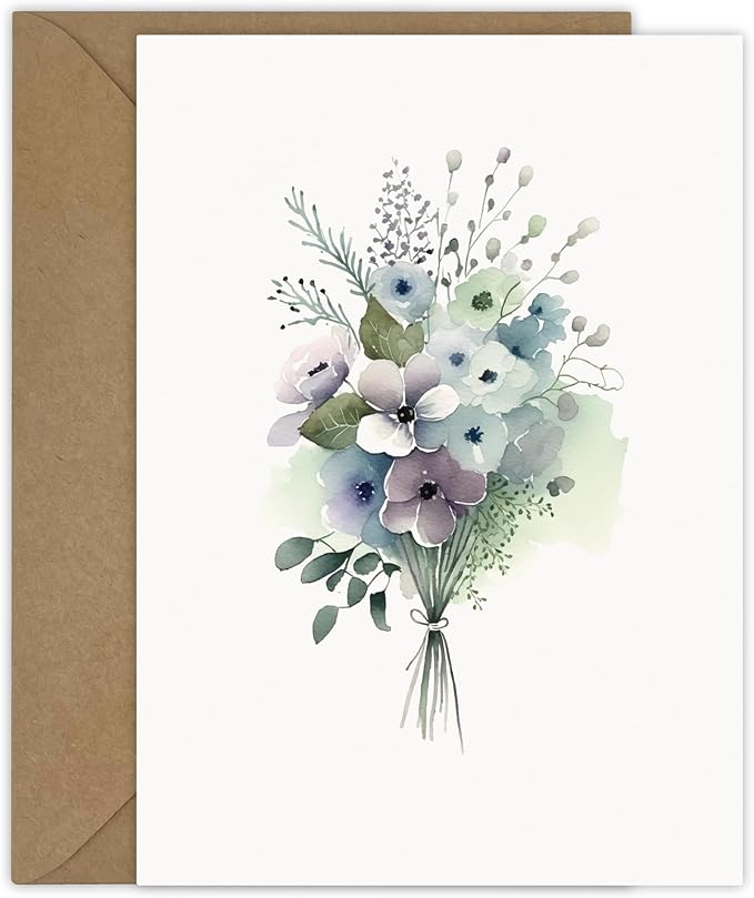 25 Watercolor Flowers Greeting Cards All Occasion Blank Note Cards with Envelopes