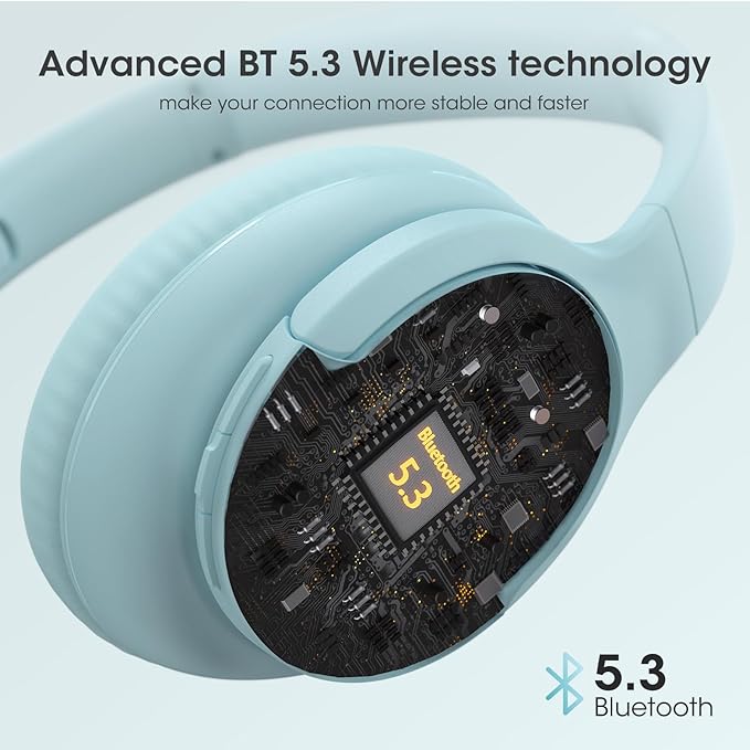 DOQAUS Upgrade Bluetooth Headphones Over Ear, 90H Playtime BT 5.3 Wireless Headphone EQ Modes, Built-in HD Mic, HiFi Stereo Sound, Deep Bass, Memory Foam Cups for Phone/PC&Travel/Gym/Workout