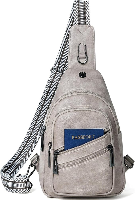 Sling Bag for Women Crossbody Purse Leather Crossbody Bag Fanny Pack Chest Pack for Travel Everyday Vacation