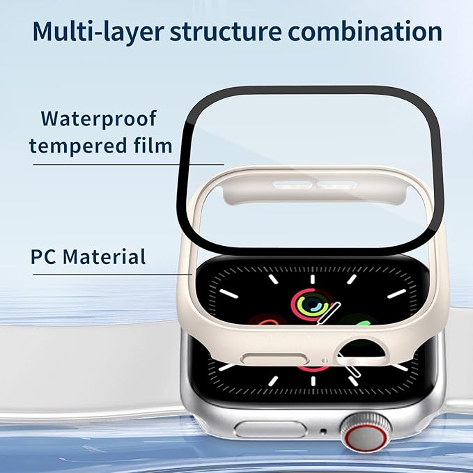 Waterproof Case for Apple Watch Series 3/2/1 42mm, Built-in Screen Protector with Tempered Glass [Touch Sensitive] Cover for iWatch S3/S2/S1 Accessories 42mm, Starlight