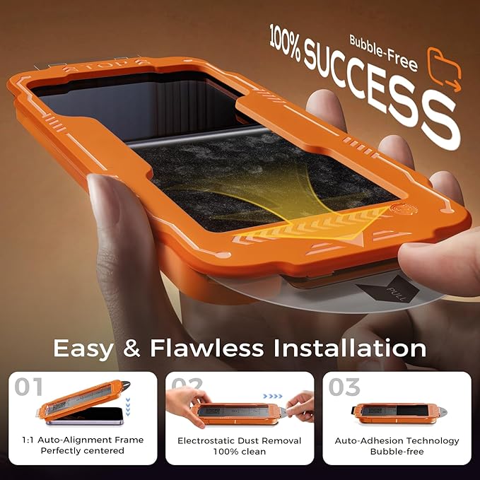 NeverBreak 9H+ Hardness for iPhone 17 Screen Protector 12FT Military Grade Protection (Scratch, Shatter, Drop Resistance) Tempered Glass Full Edge Coverage Case Friendly 6.3" 2025, 2 Pack