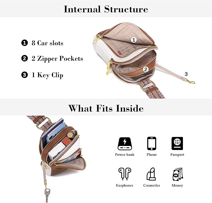 INICAT RFID Blocking Sling Bag Leather Crossbody Bags for Women Fanny Pack Cross Body for Woman Chest Bag for Travel 1.9L